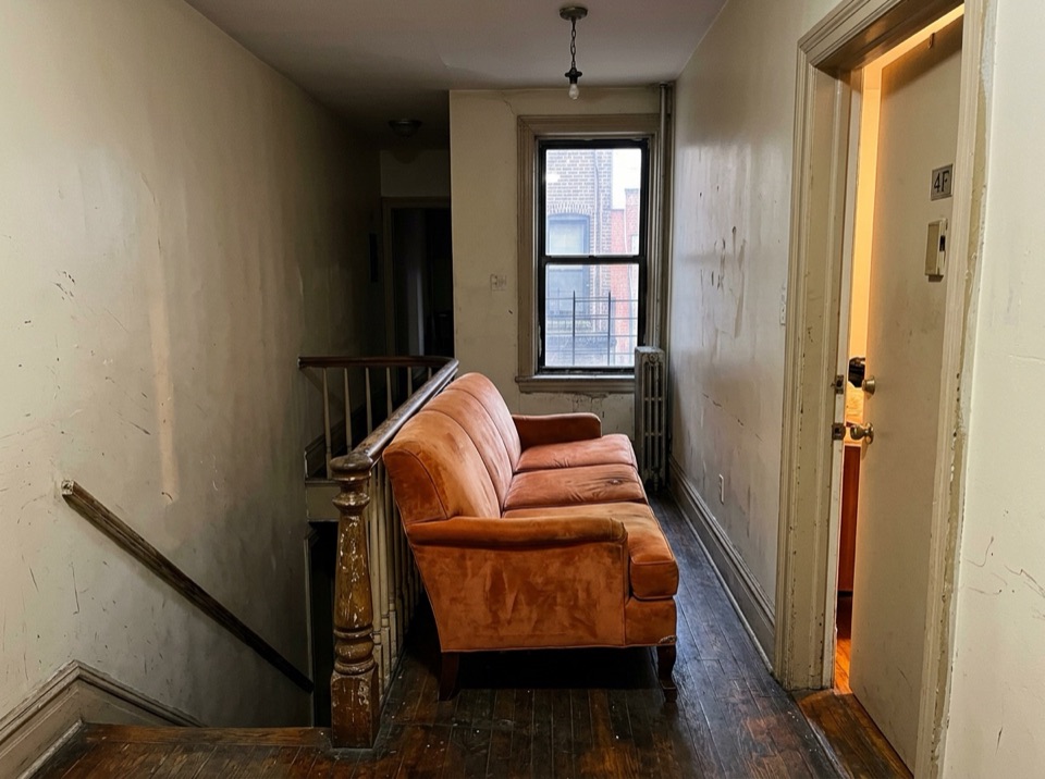 The couch on the landing. Photo by Judy.